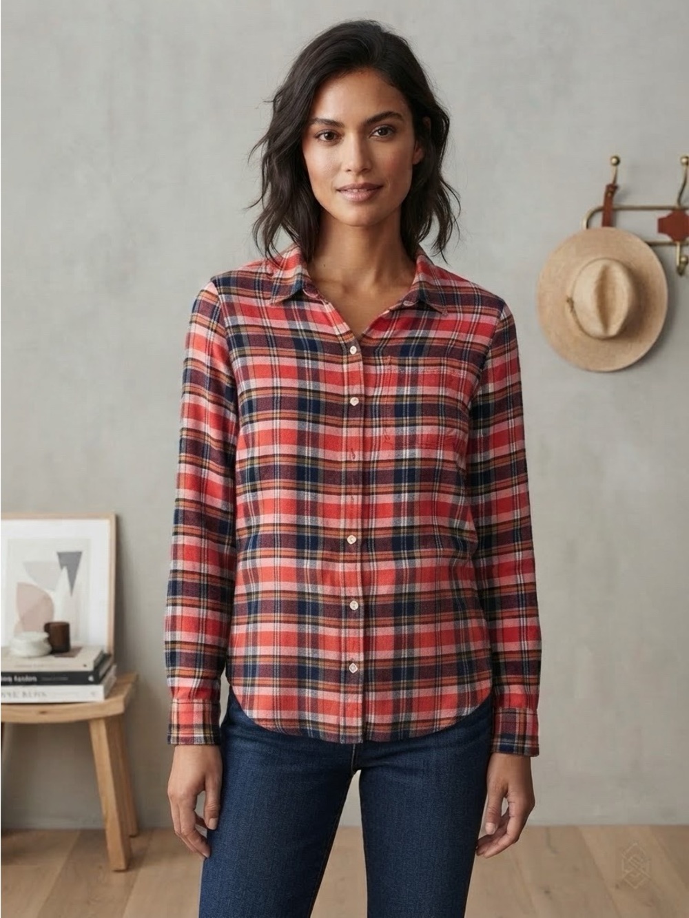 Lucky Brand Red Plaid Button-Down Shirt